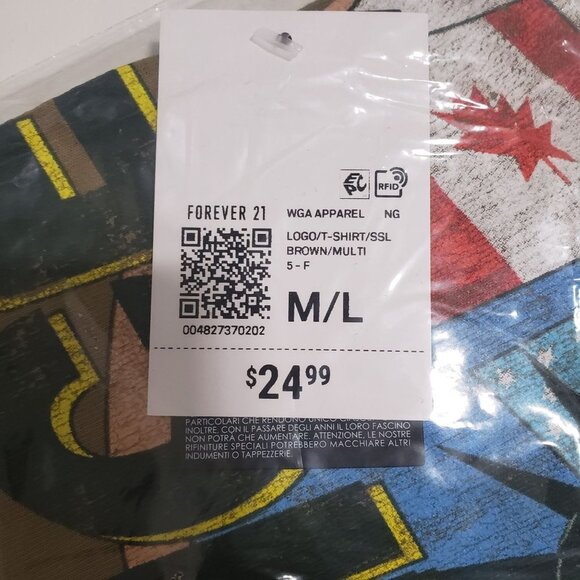 NWT Forever 21 The‎ Police Cropped Graphic Tee in Brown - Size M/L; - Picture 7 of 9